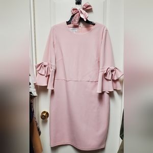 Donna Morgan Blush Dress with Bow Sleeve 16